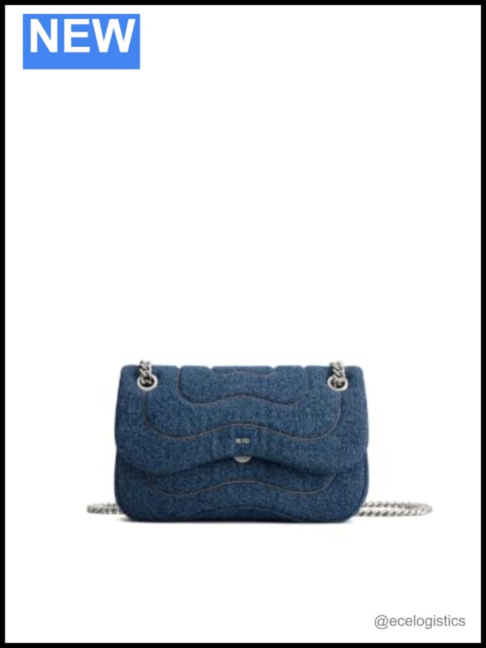 Quilted Denim Crossbody Bag with Chain Strap, Silver Hardware, Fits iPhone 17